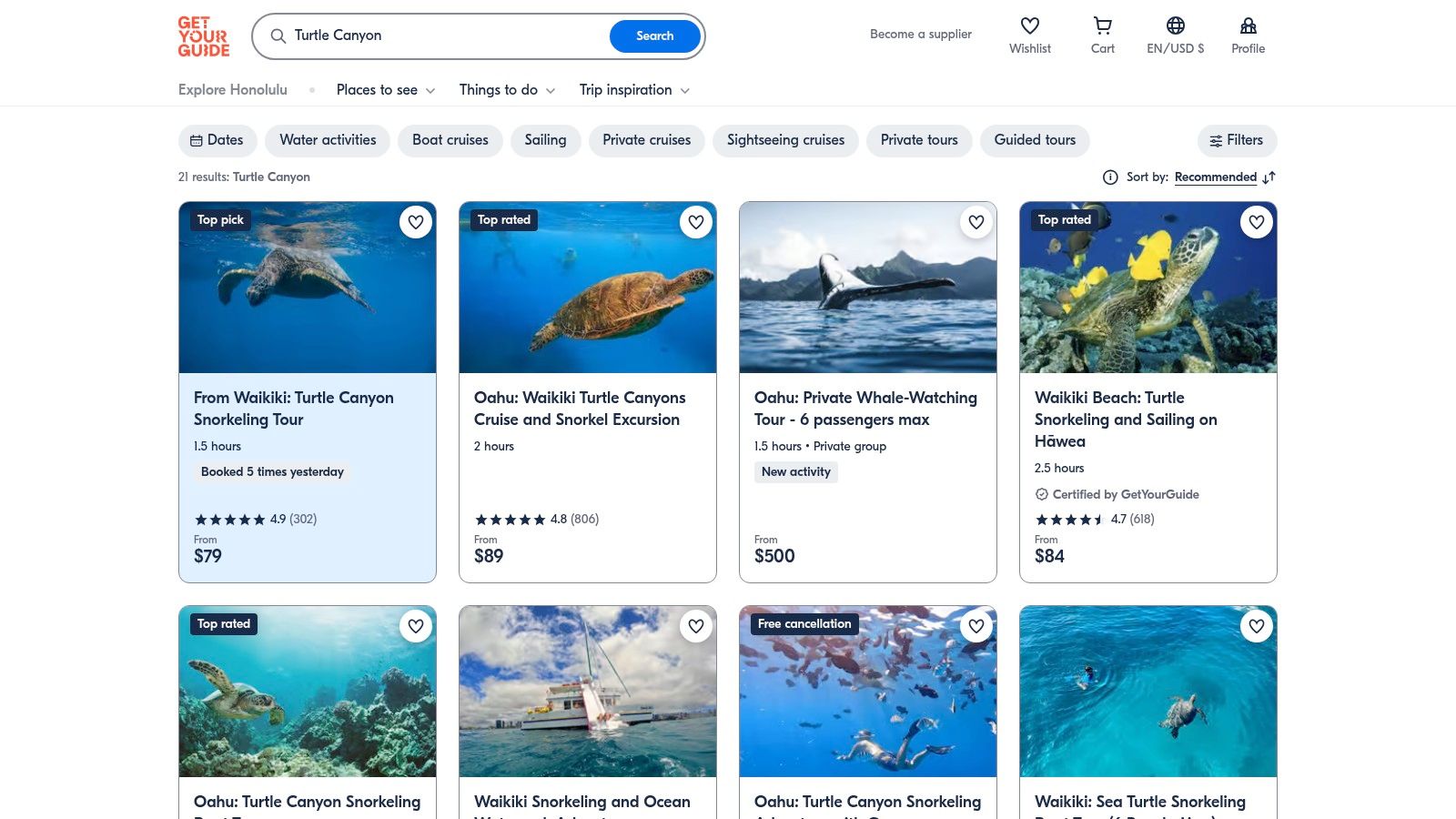 GetYourGuide (Turtle Canyon & Waikiki tours hub)