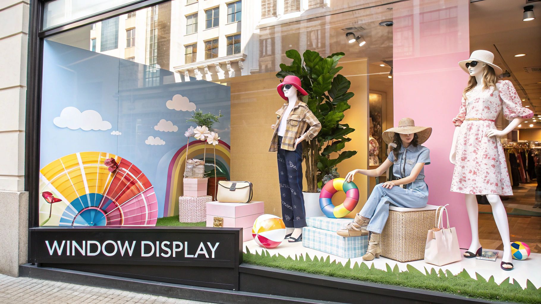 A small boutique with creative, budget-friendly visual merchandising using wooden crates and simple lighting.