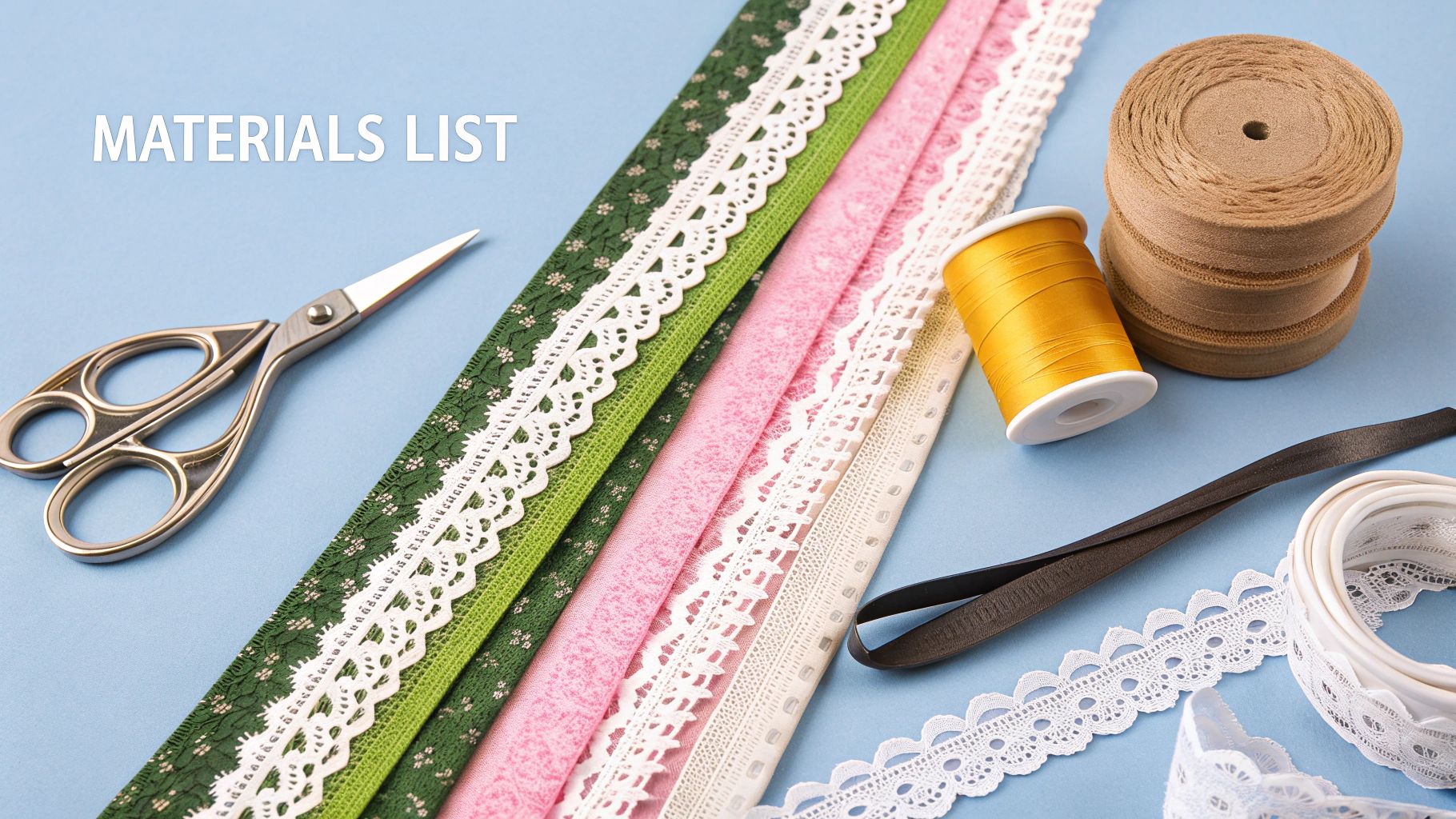 A person's hands carefully sewing a dark blue pom-pom sew on trim onto a vibrant yellow fabric.