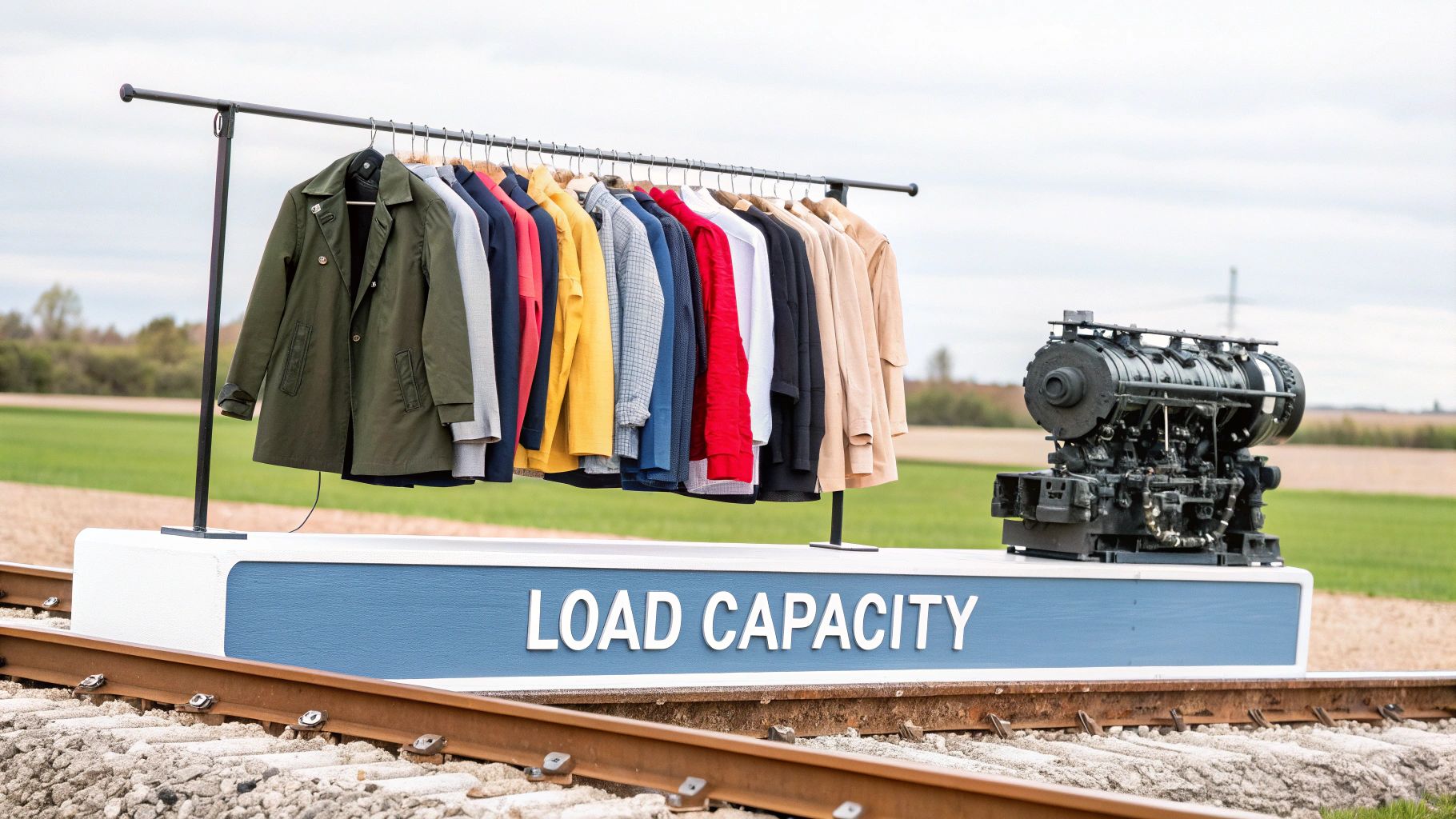 A close-up of a heavy duty rail system installed on a wall.