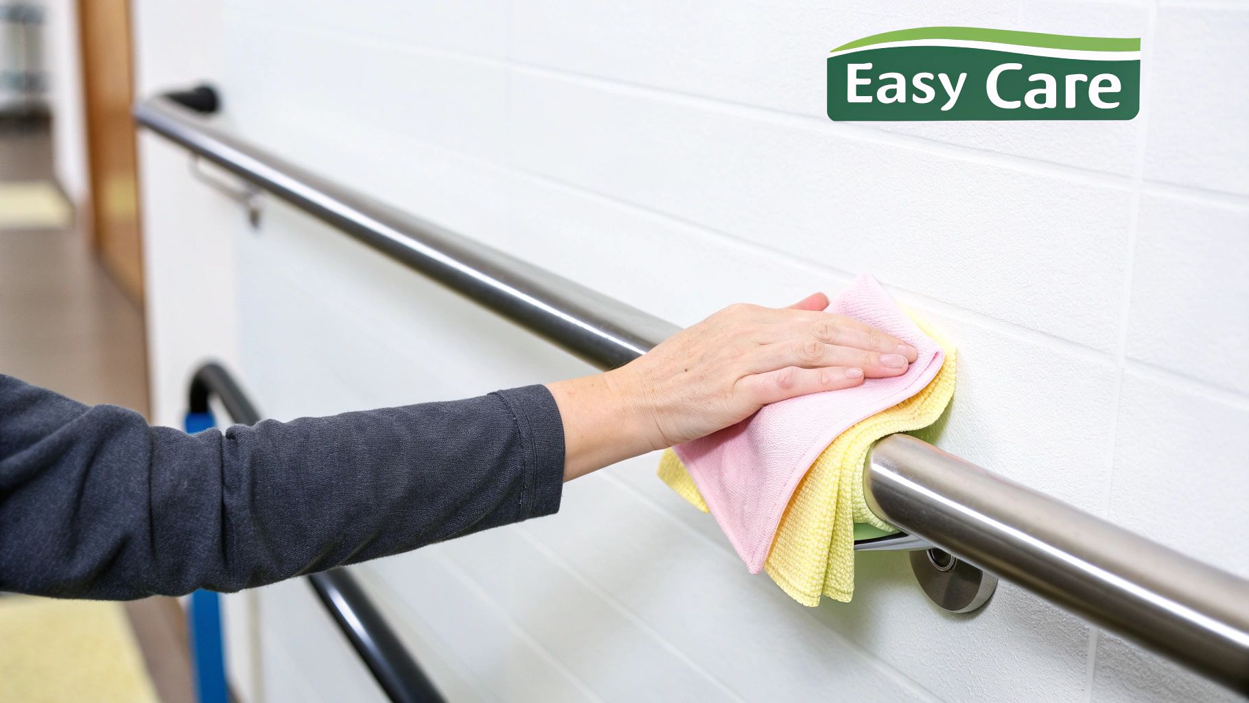 A bright utility room with a wall mounted clothes rail used for air-drying laundry.