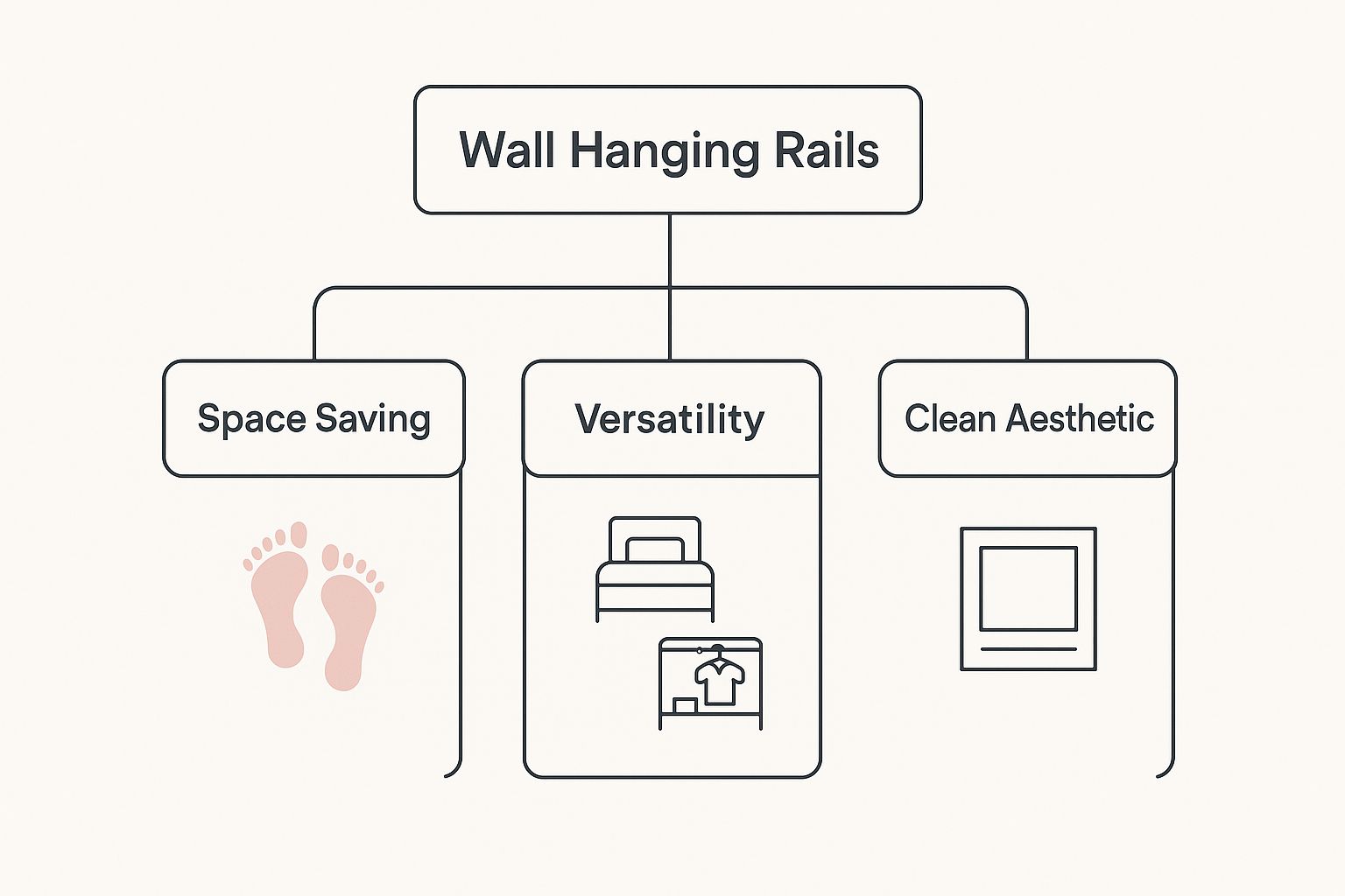 Infographic about hanging rails for walls
