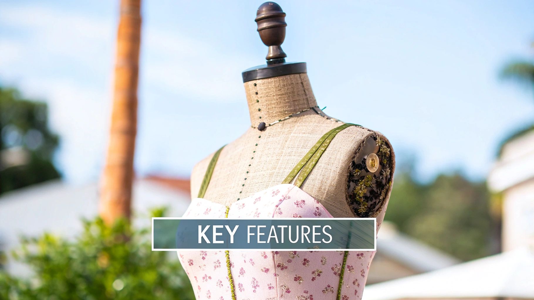 A close-up shot of a tailor's dummy showcasing its fabric texture and shoulder detail.