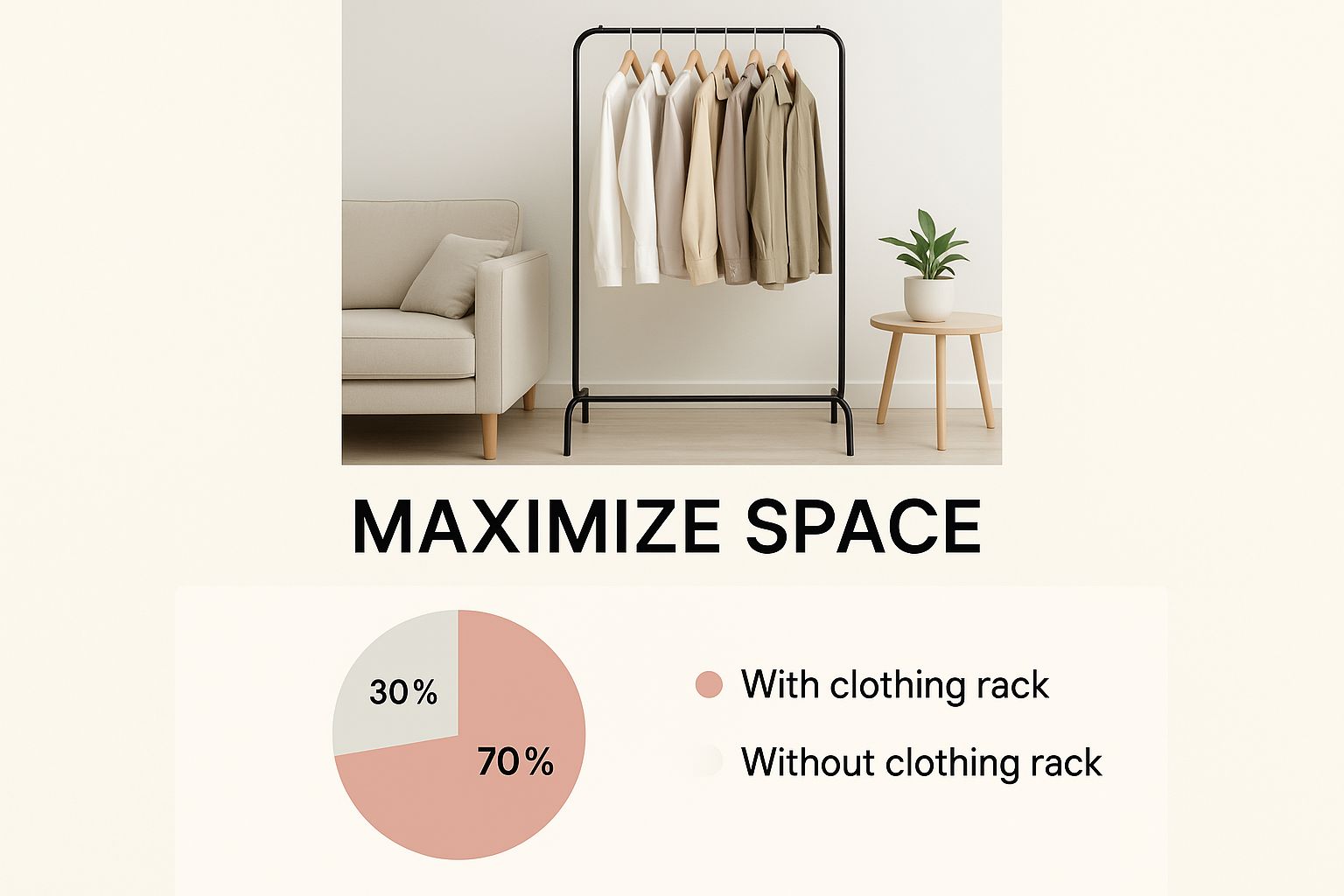 Infographic about portable clothing rack