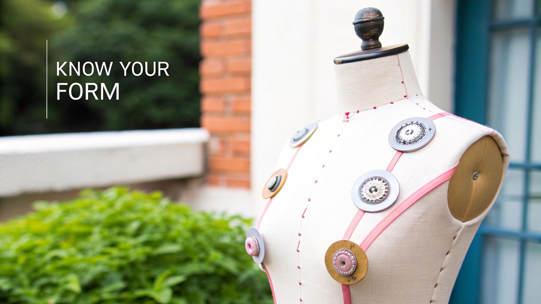 A close-up of the adjustment dials on a dressmakers form adjustable