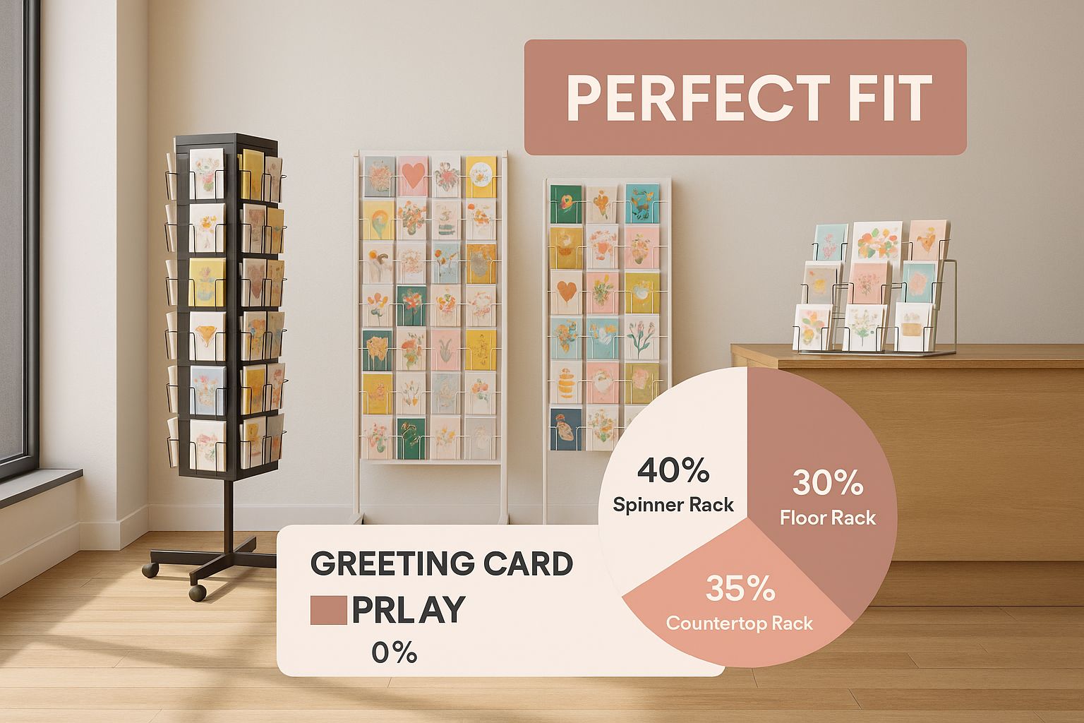 Infographic about greeting card display stands