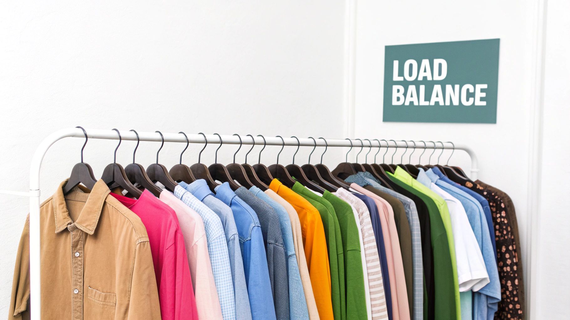 A close-up of heavy winter coats hanging neatly on a sturdy metal wardrobe rail.
