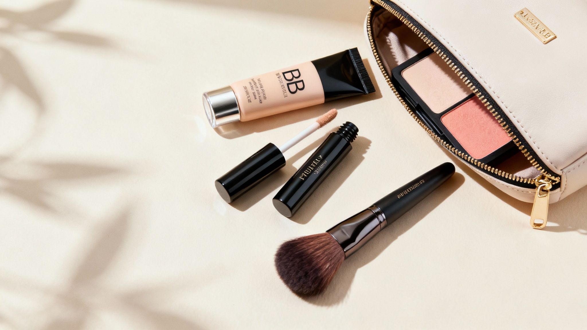 Kosmetyki do makijażu dla początkujących na białym tle