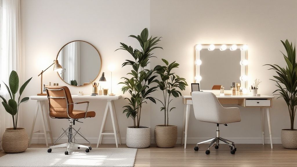 Doświadczona wizażystka pokazująca paletę cieni do powiek