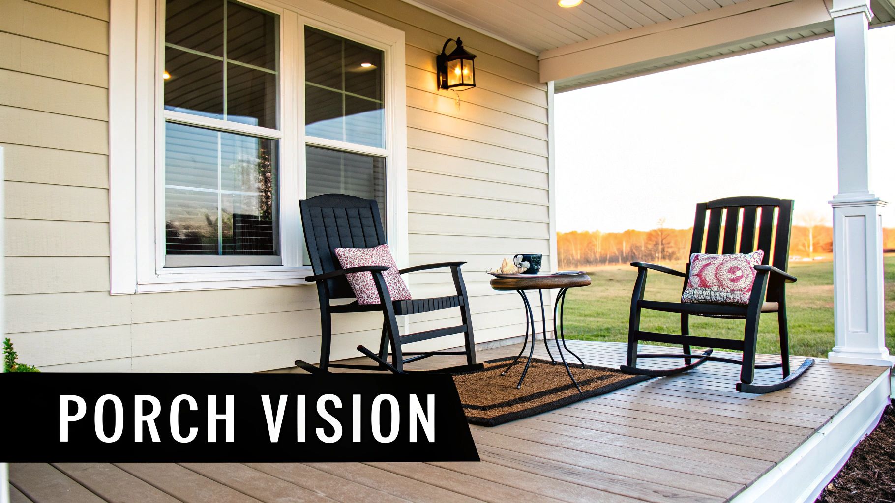 A beautifully crafted porch on a luxury home in Middle Tennessee, showcasing fine craftsmanship and architectural detail.
