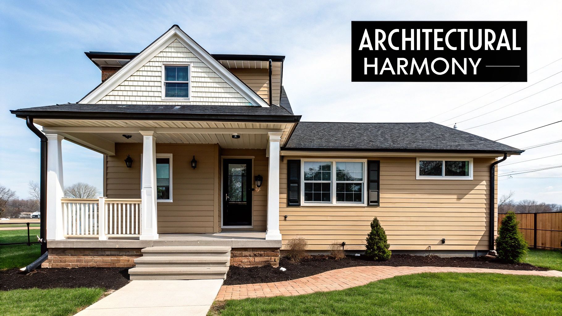 A beautifully crafted porch on a luxury home in Middle Tennessee, showcasing fine craftsmanship and architectural detail.