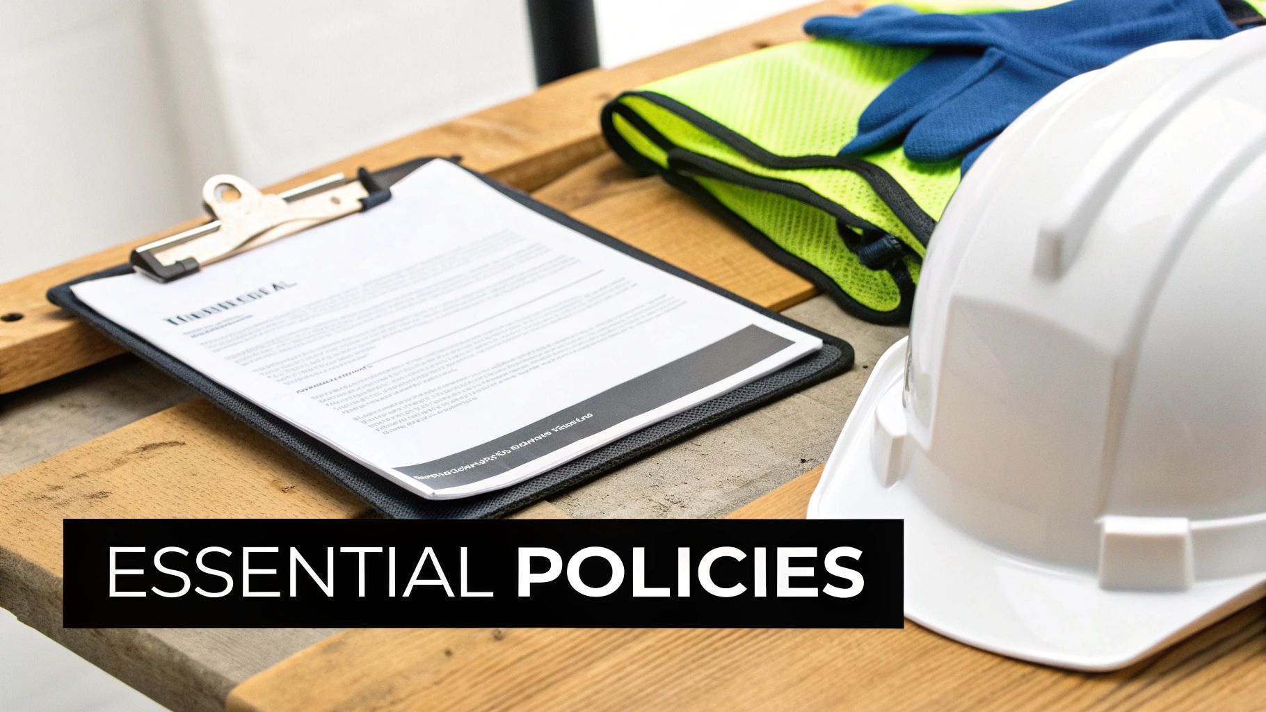 A detailed architectural blueprint for a luxury home with a hard hat and tools nearby.