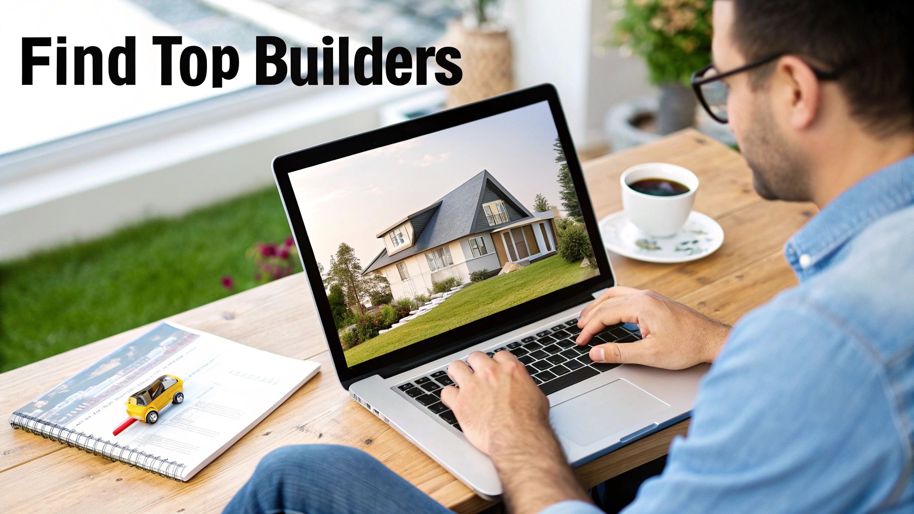 Finding the Best Custom Home Builders in Tennessee A team of construction workers and an architect reviewing blueprints on a tablet at a custom home building site.