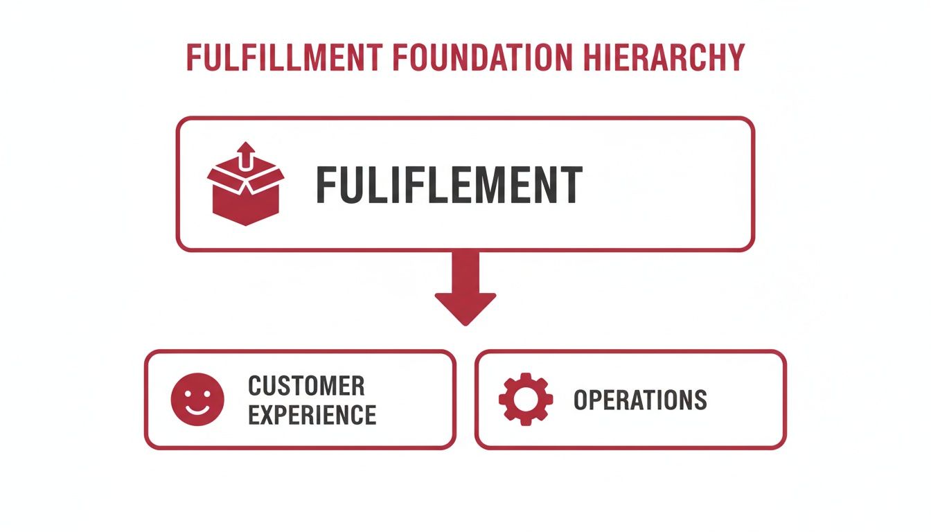 A hierarchy diagram illustrating fulfillment as a foundation for customer experience and operations.