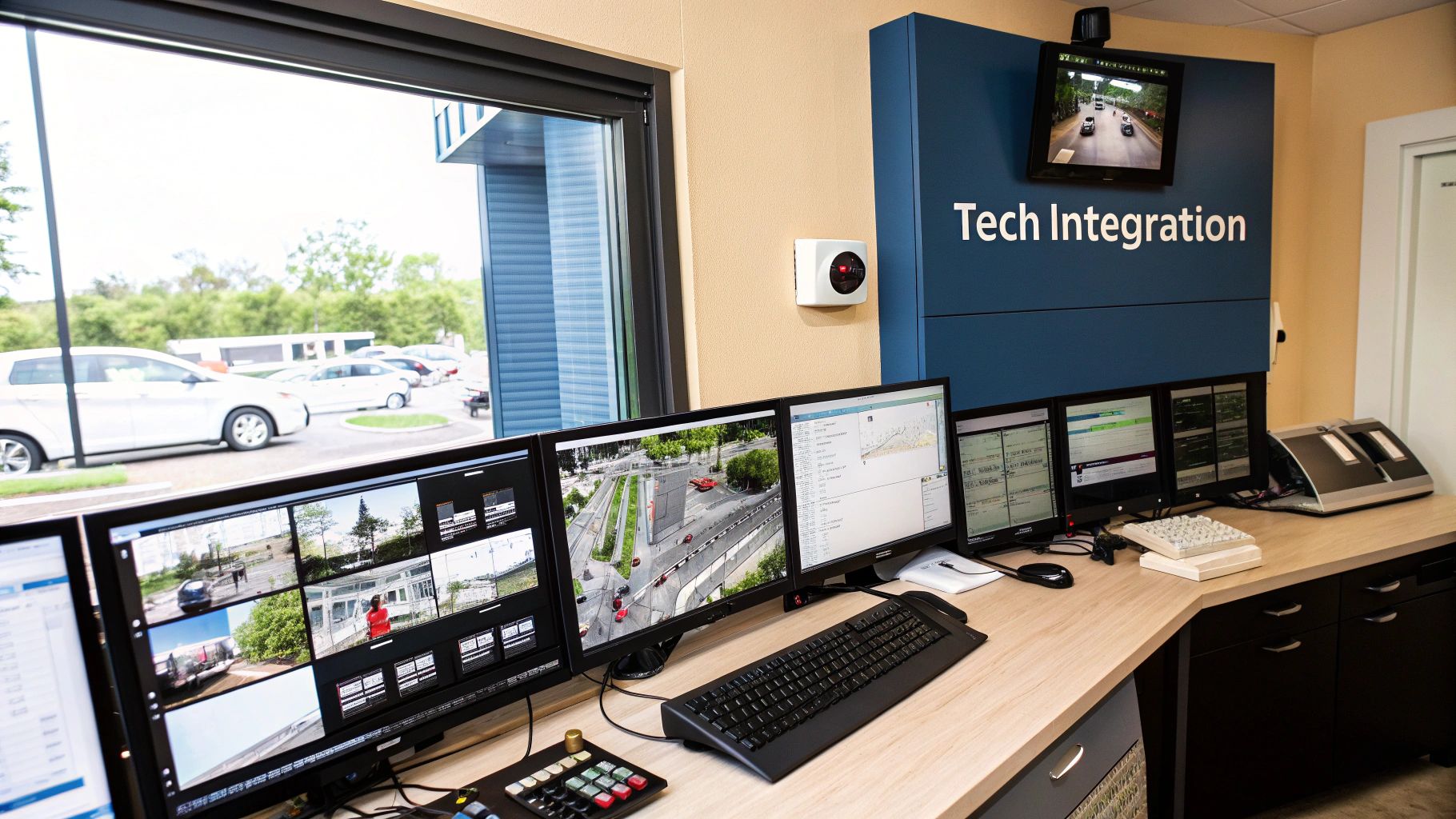 Technician integrating an intercom system with a building's network infrastructure.