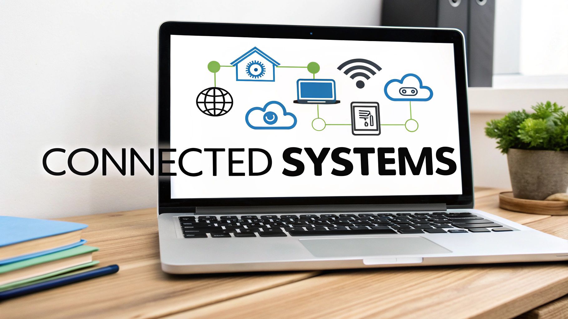 A diagram showing different software icons connected to a central hub