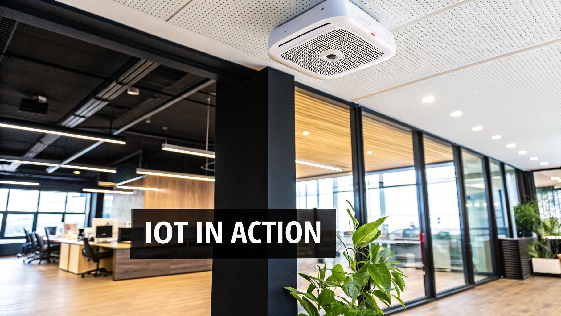 Smart building dashboard showing energy usage and system status