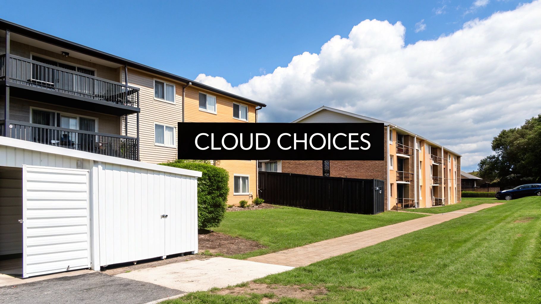 An illustration of the public, private, and hybrid cloud models