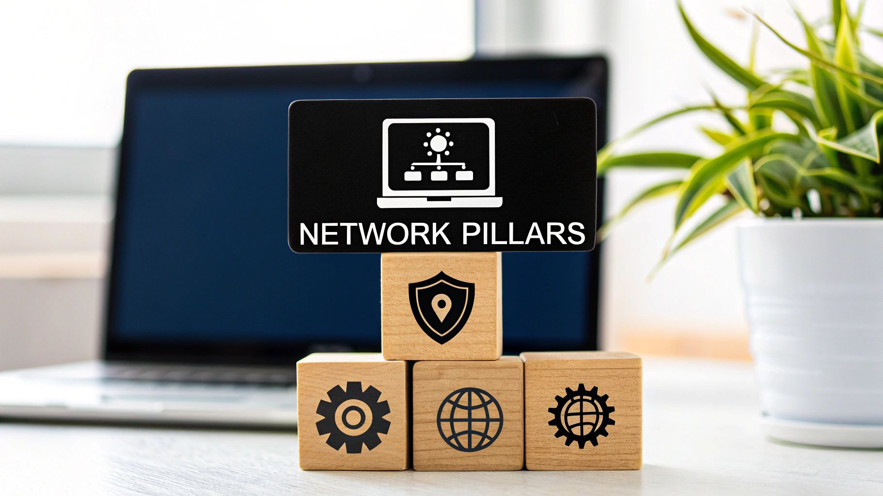Three overlapping circles representing Proactive Monitoring, Ironclad Security, and Strategic Optimization, showing the core components of managed network services.