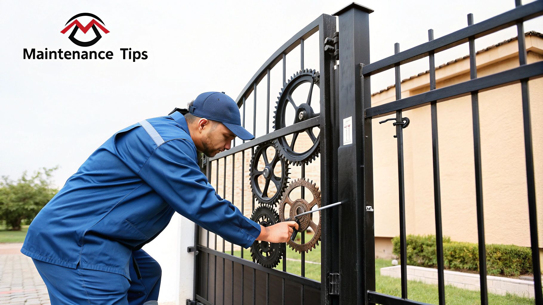 A person using a modern intercom system to open a gate.