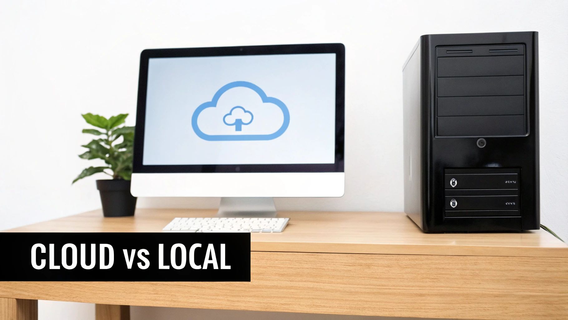 A person at a desk thoughtfully comparing different options on a screen, symbolizing the decision-making process for a backup solution.