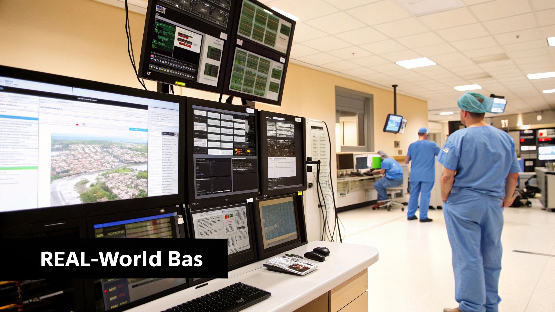 A hospital hallway with modern lighting and clean air systems controlled by a building automation system