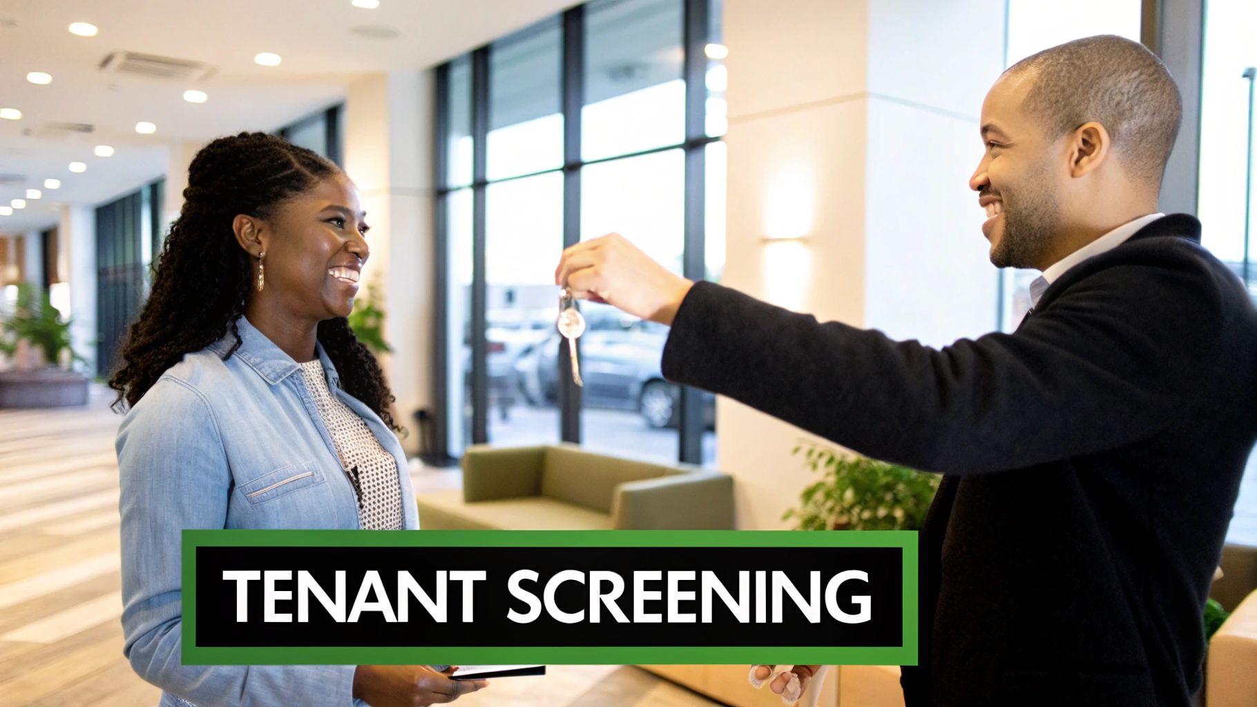 A property manager showing a rental unit to prospective tenants