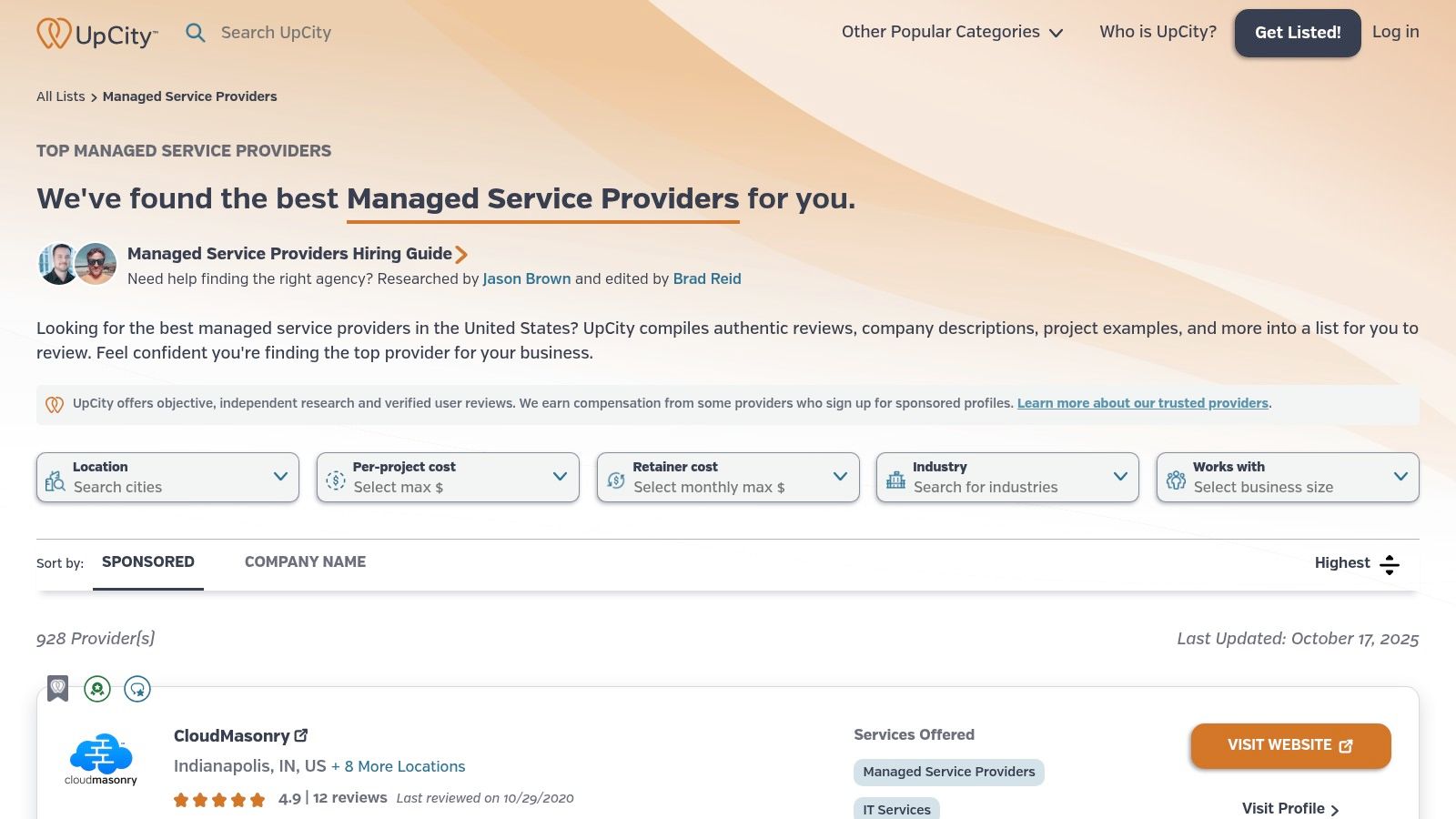 UpCity – Managed Service Providers (MSP) Listings