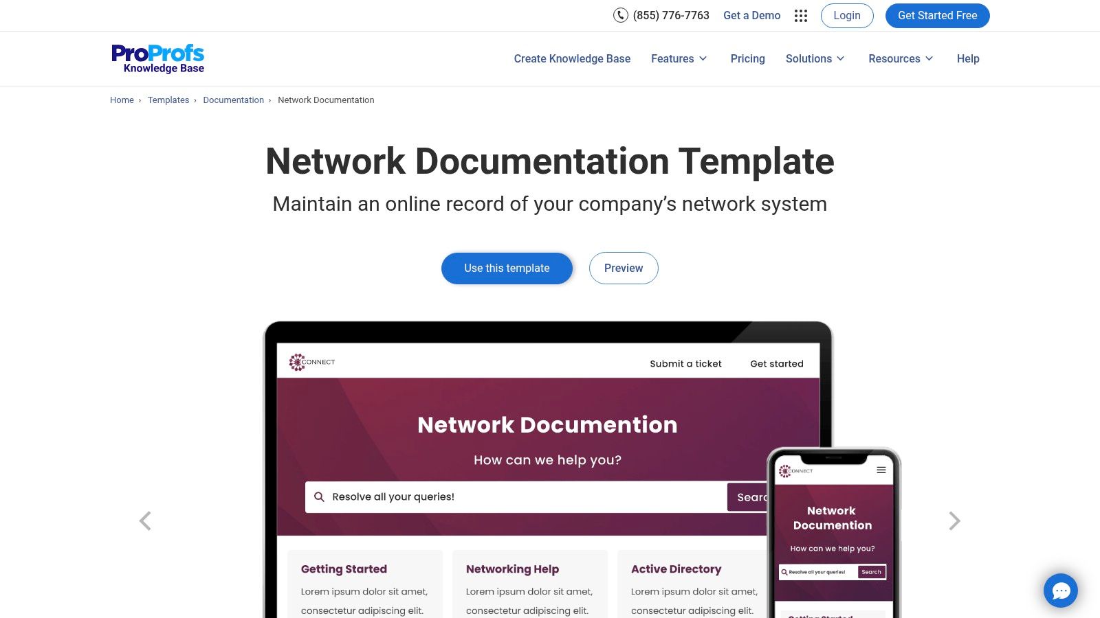 ProProfs Knowledge Base (Network Documentation Template)