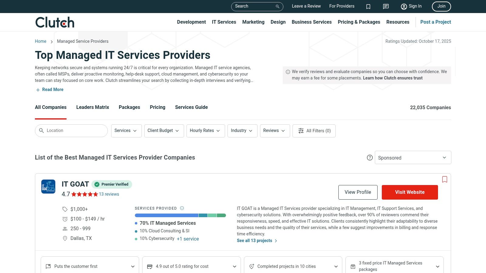 Clutch – Managed IT Services Directory
