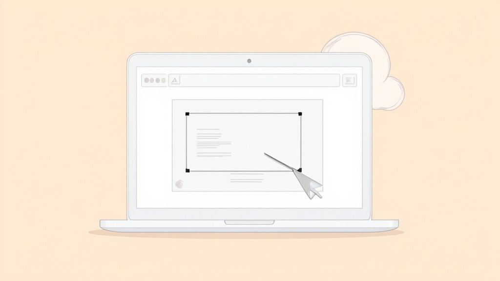 A vibrant image showcasing the crosshair tool used for selecting a specific area on a MacBook screen.