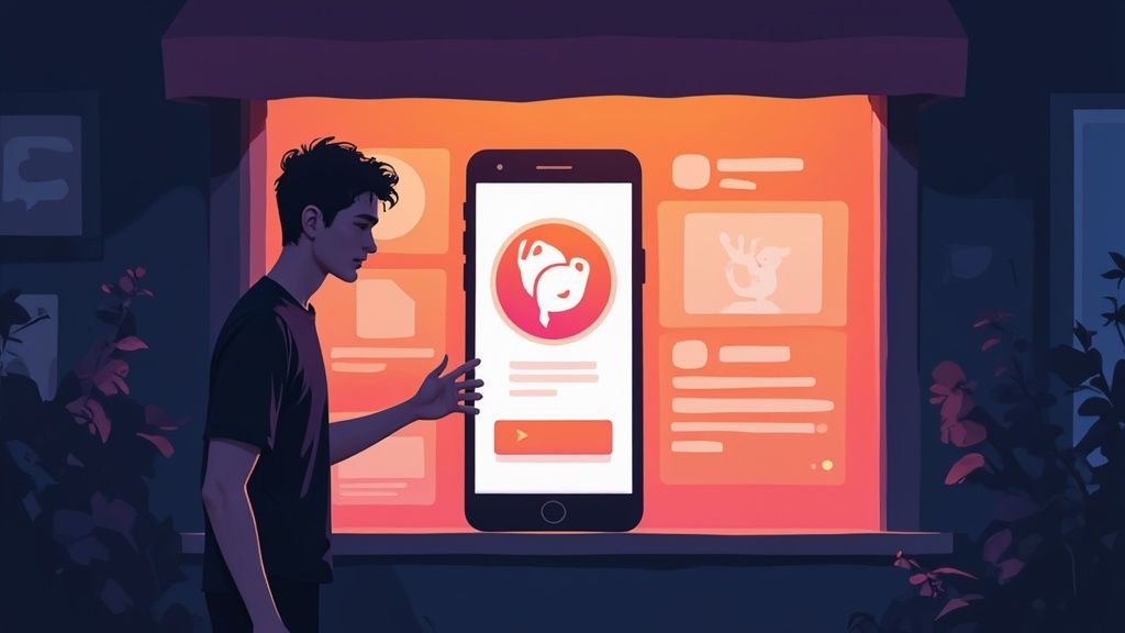 A vibrant and colorful app screenshot design with bold text, showcasing a modern user interface.