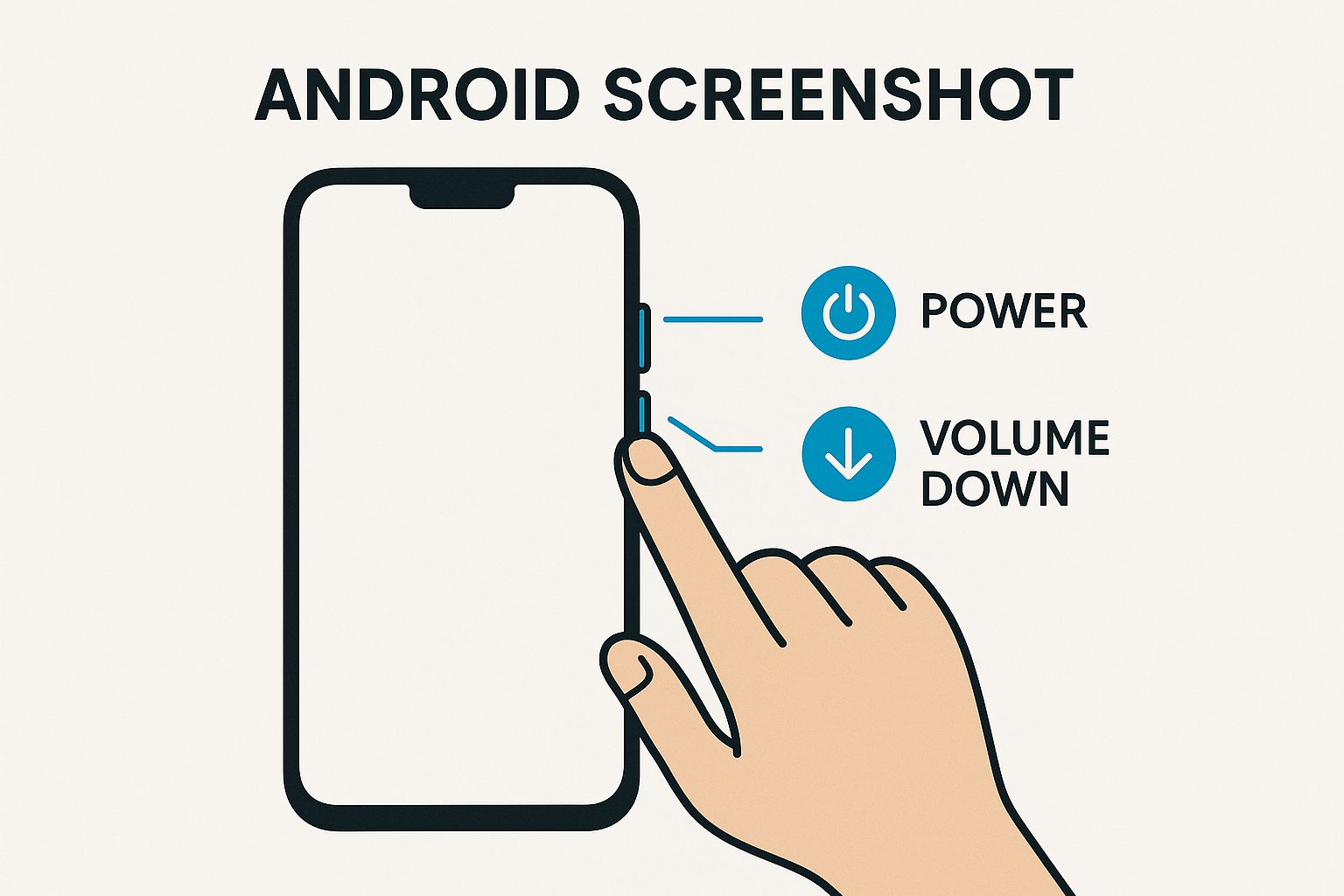 Infographic about how to take a screenshot on an android