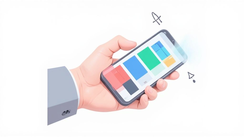 A person designing vibrant app store screenshots on a large monitor, showcasing how visuals drive downloads.