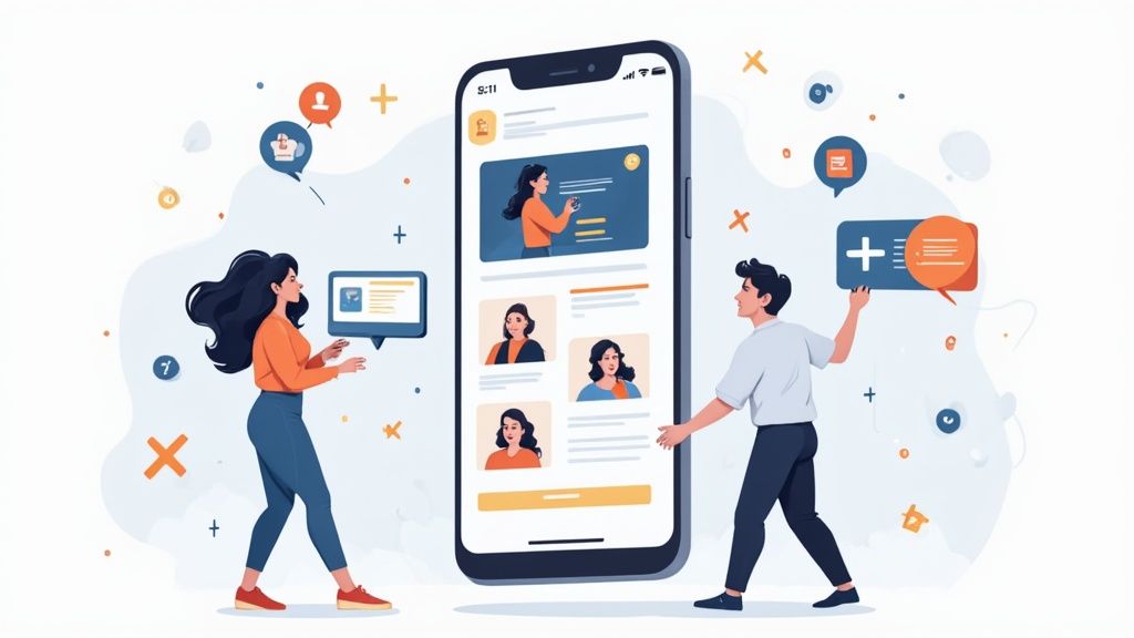 Vibrant app store screenshots showcasing different app features in a template format