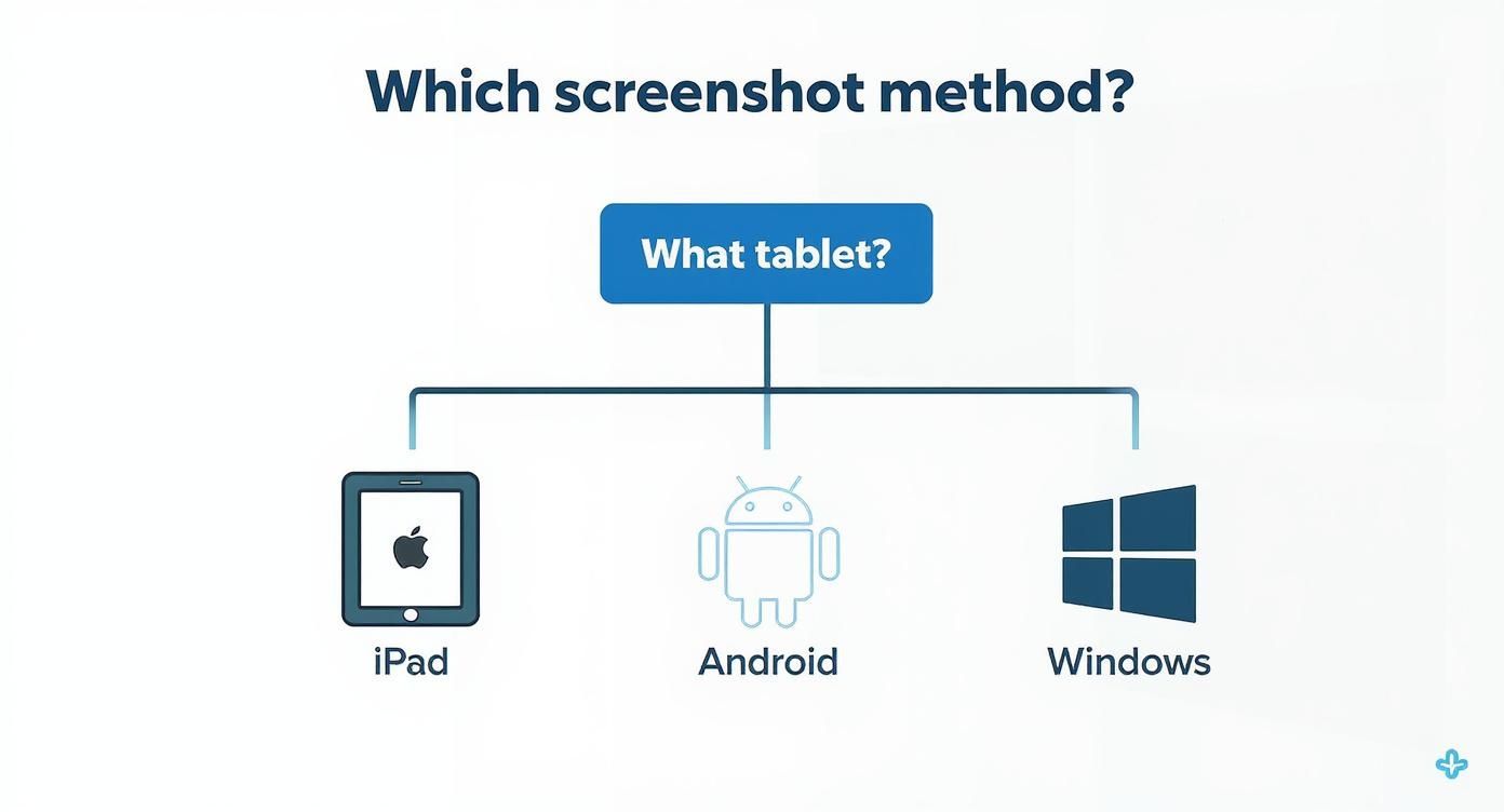 Infographic about how to take a screenshot on tablet