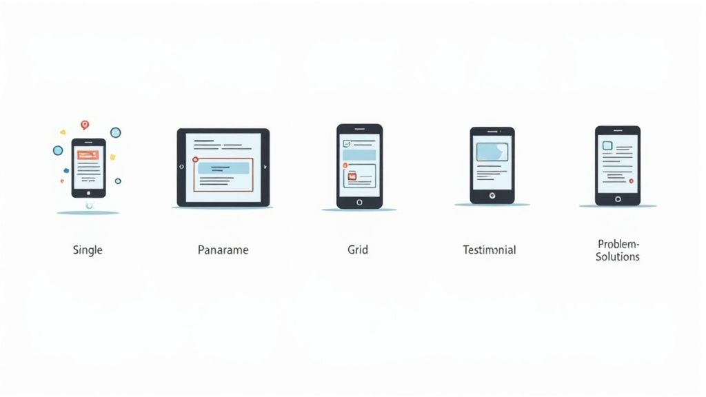 A visually appealing app store screenshot template layout showcasing features with vibrant colors.