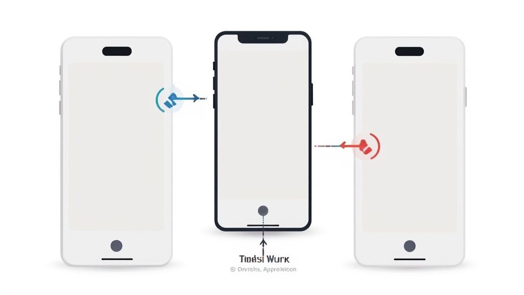 A person's hand holding a smartphone displaying a well-designed app screenshot against a vibrant, colorful background.