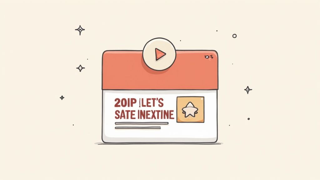 Video player interface displaying text about saving content with play button and star icon