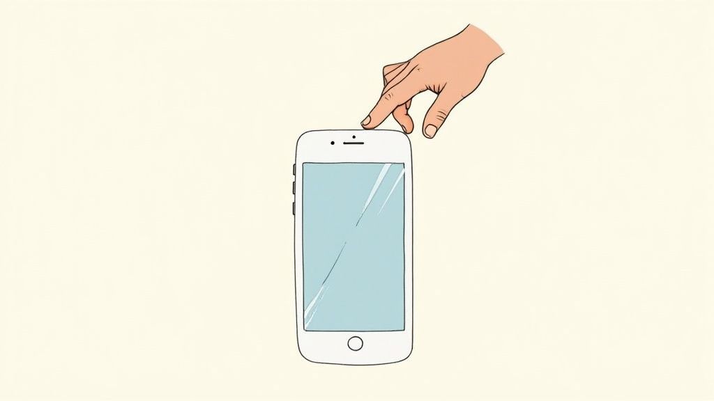 An iPhone with a Home button showing a screenshot being taken.