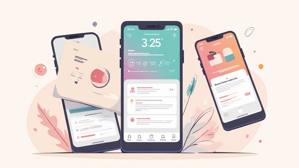 A collection of vibrant, high-converting app store screenshots for a mobile app, demonstrating effective UI design and marketing captions.
