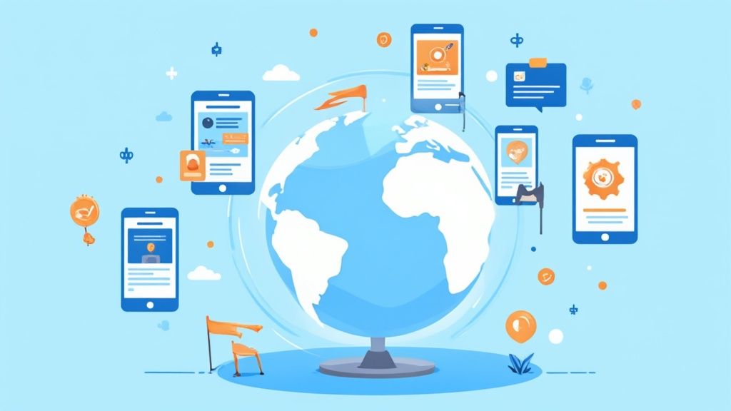 Vibrantly colored app store screenshots showing testimonials and user ratings to build social proof.