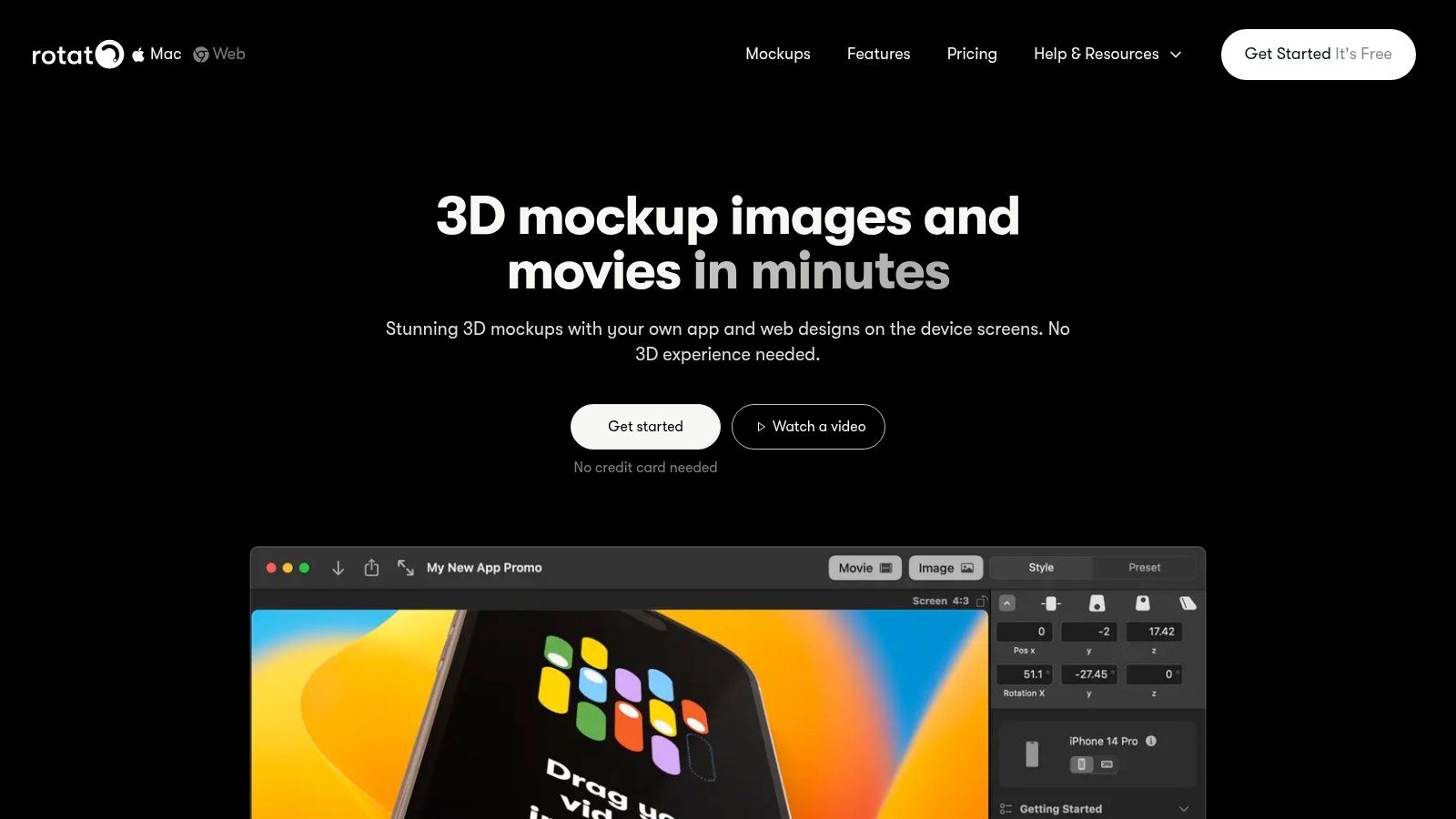 A person using the Rotato Mac app to design a compelling set of 3D app store screenshots, showcasing its user-friendly interface and dynamic templates.