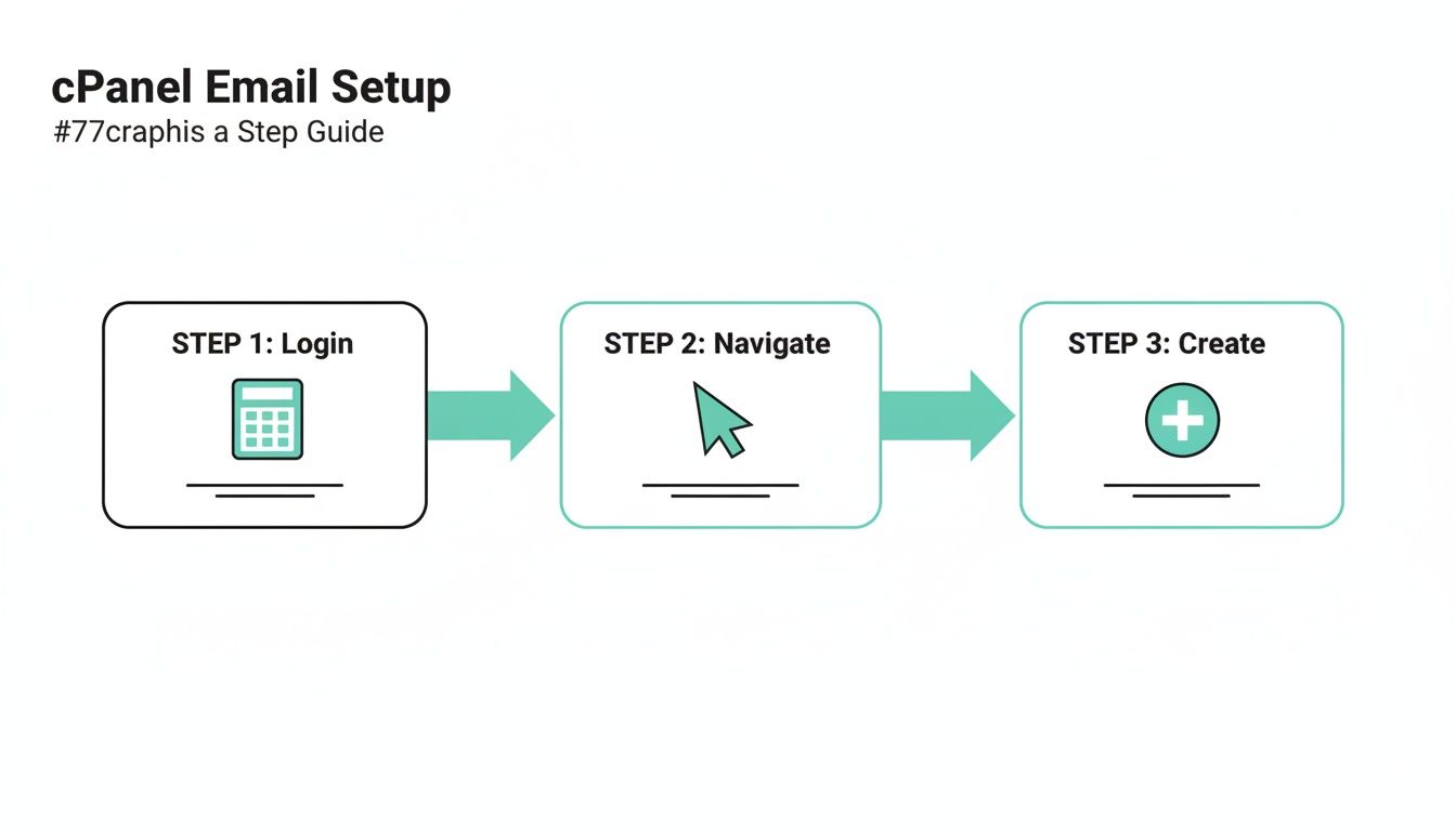 How to Set Up Company Email for Your Australian Business 3 A step-by-step visual guide for cPanel email setup, showing login, navigation, and creation.