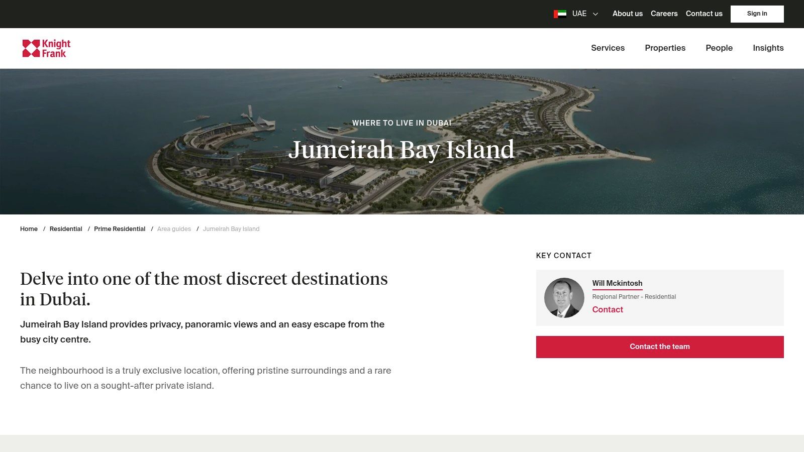 Knight Frank UAE's area guide for Jumeirah Bay Island