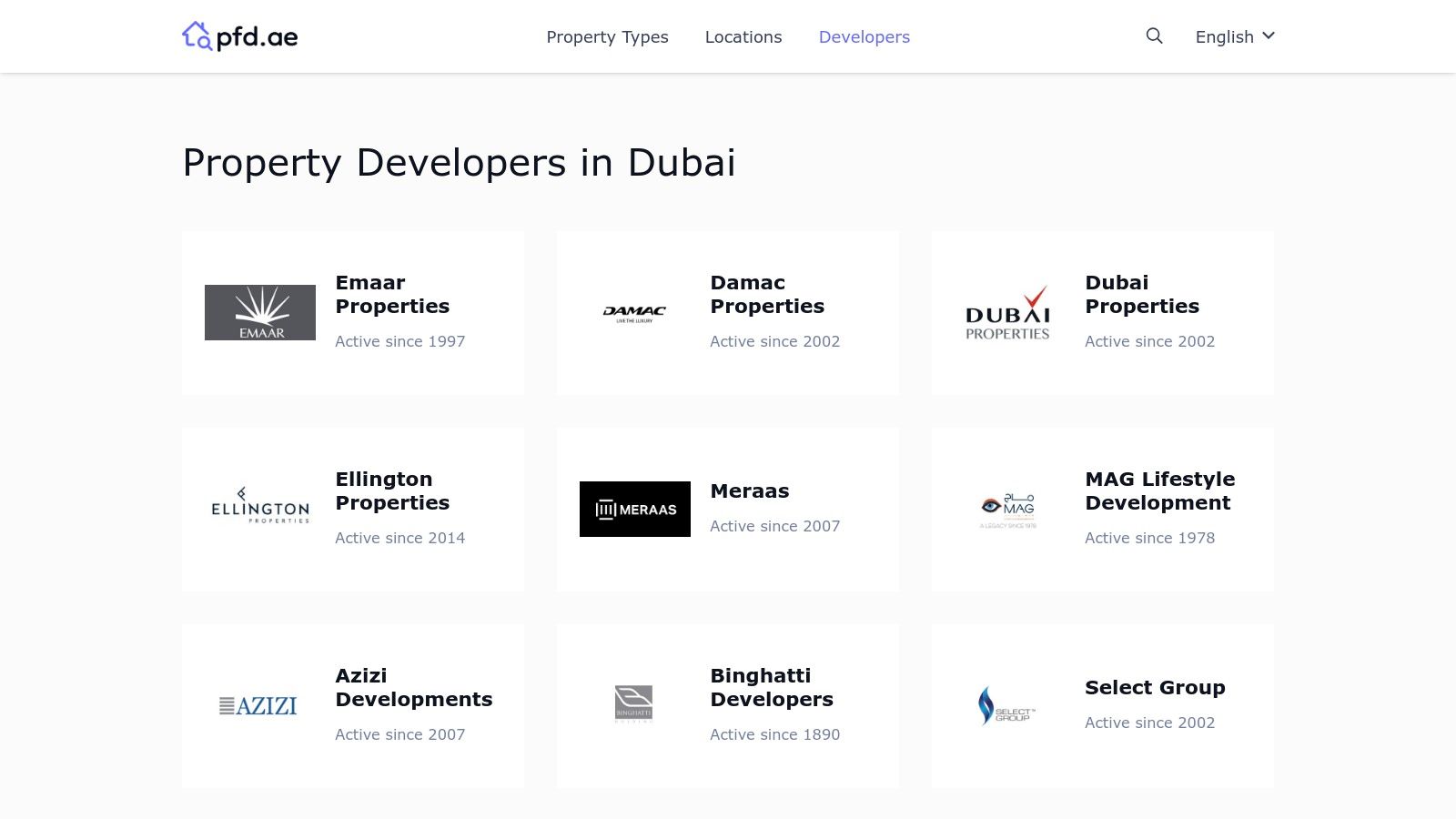 Property Finder – Developers Directory