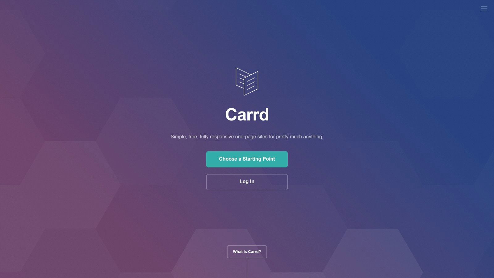 A screenshot of the Carrd website builder interface, showing a selection of clean, modern templates suitable for single-page portfolios.