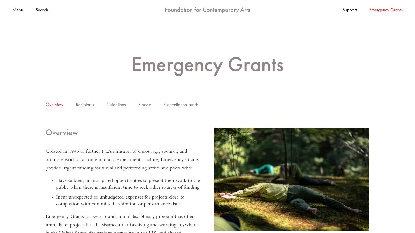 Foundation for Contemporary Arts (FCA) Emergency Grants