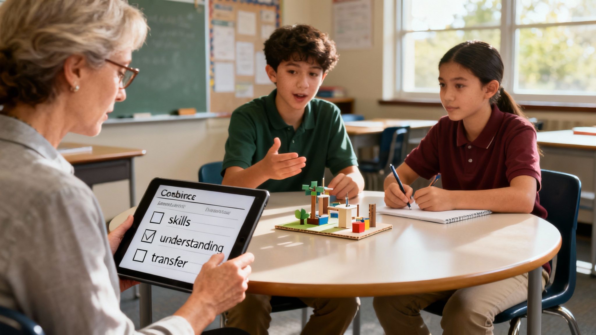 A close-up shot of a well-designed, clear rubric with checkmarks, symbolizing clear criteria for success.