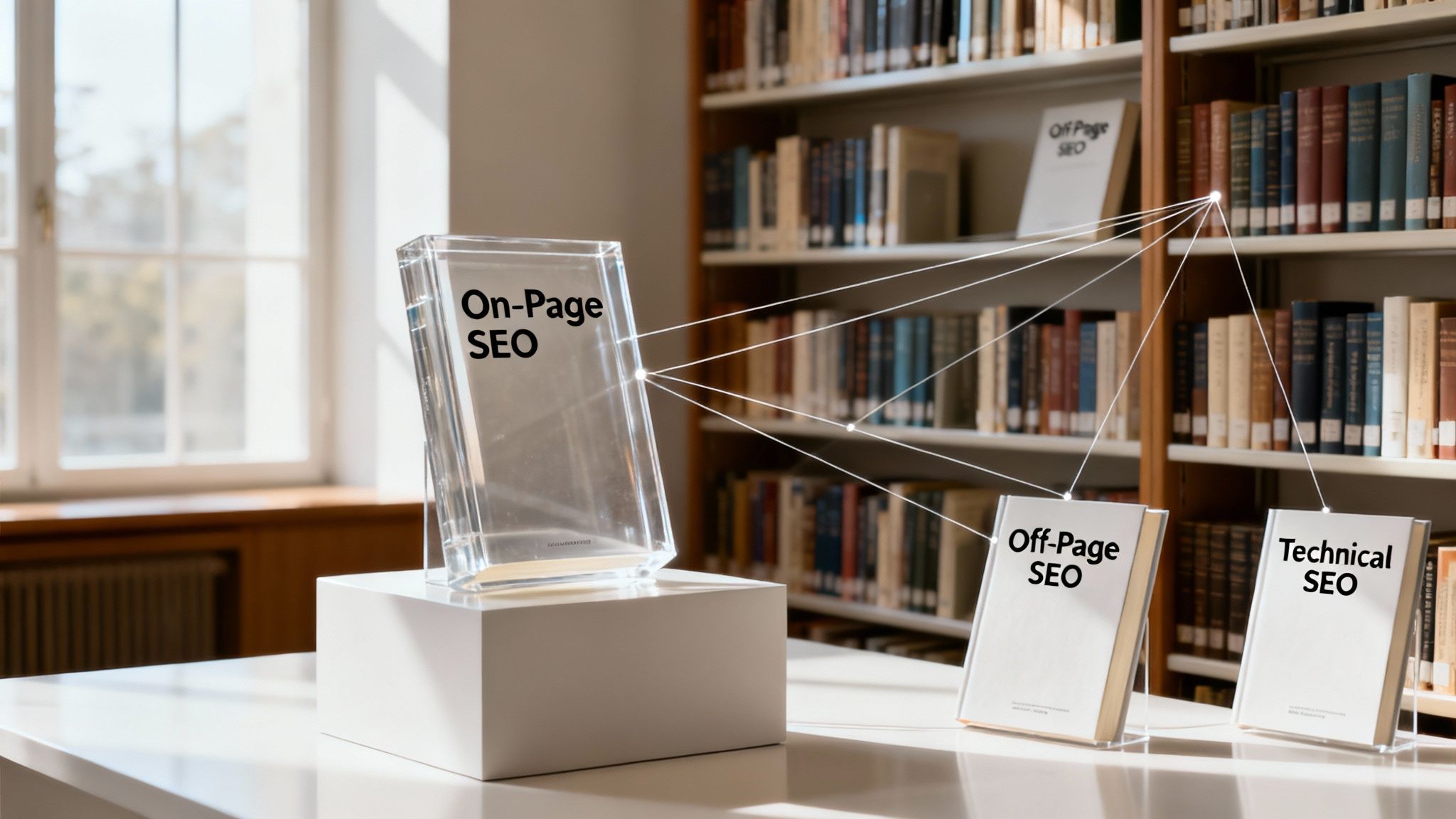 A magnifying glass hovering over a computer screen, symbolizing the process of search engine optimization.